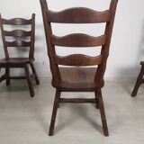 4 brutalist oak chairs