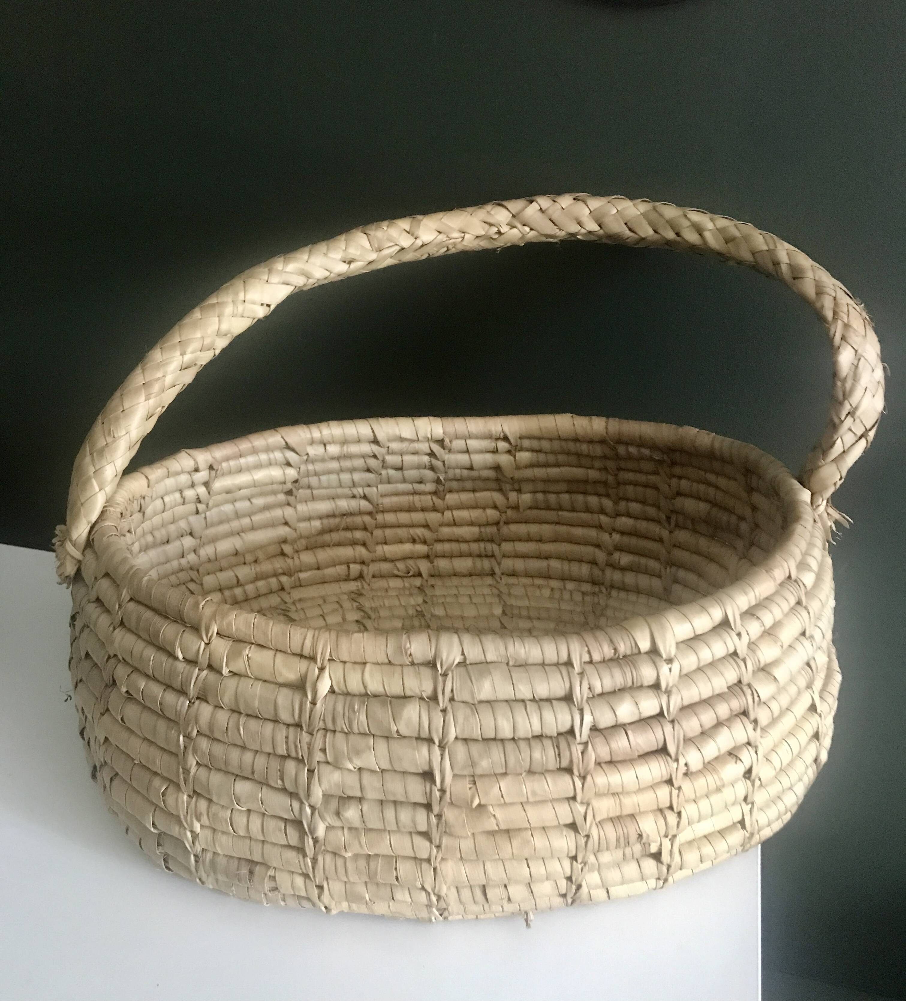 Basket woven palm leaves