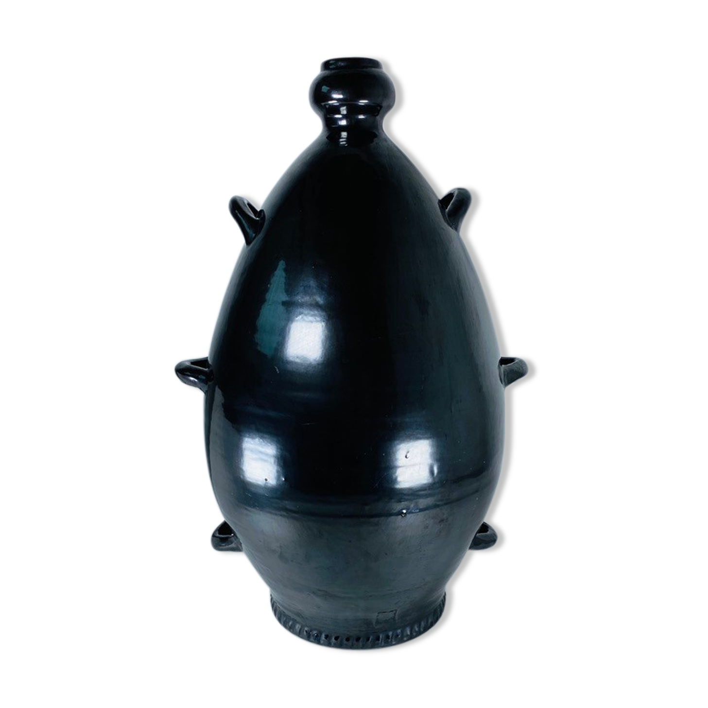 Jarre Potiche ceramic black metalic pottery 1950