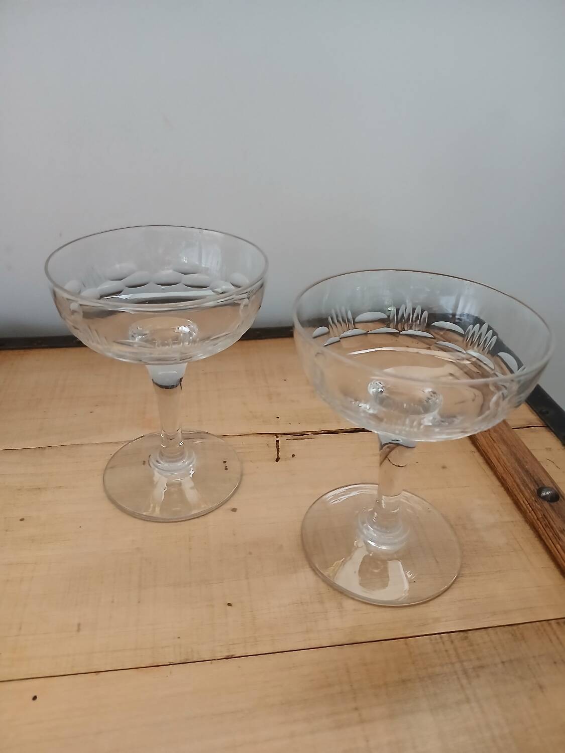 11 antique champagne glasses