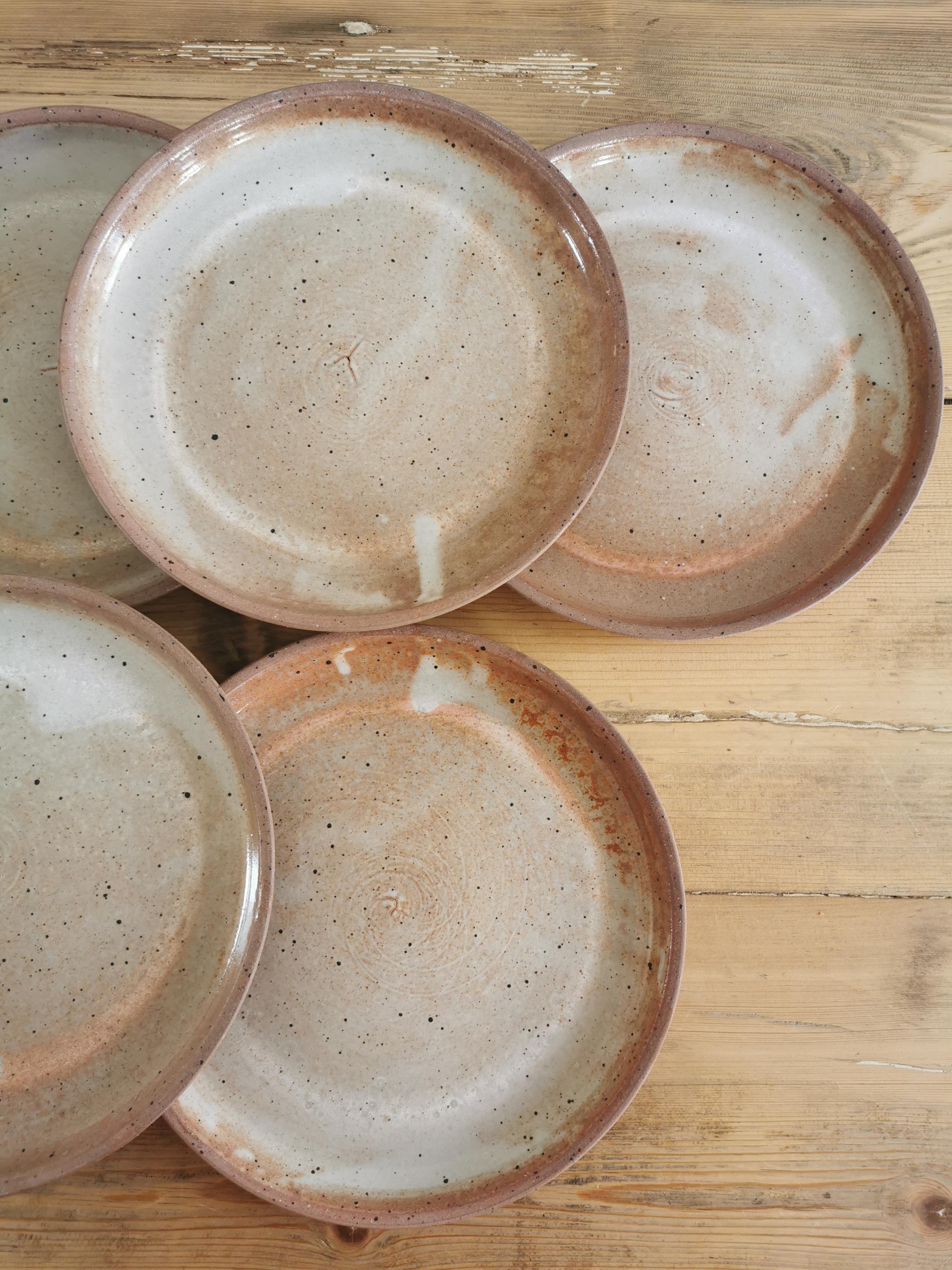 Service of 6 vintage plates in flamed stoneware