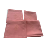 Set de 4 serviettes en lin teintées rose vintage monogramme AG bord avec des jours belle époque