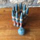 Former pierrot theme wooden bowling game