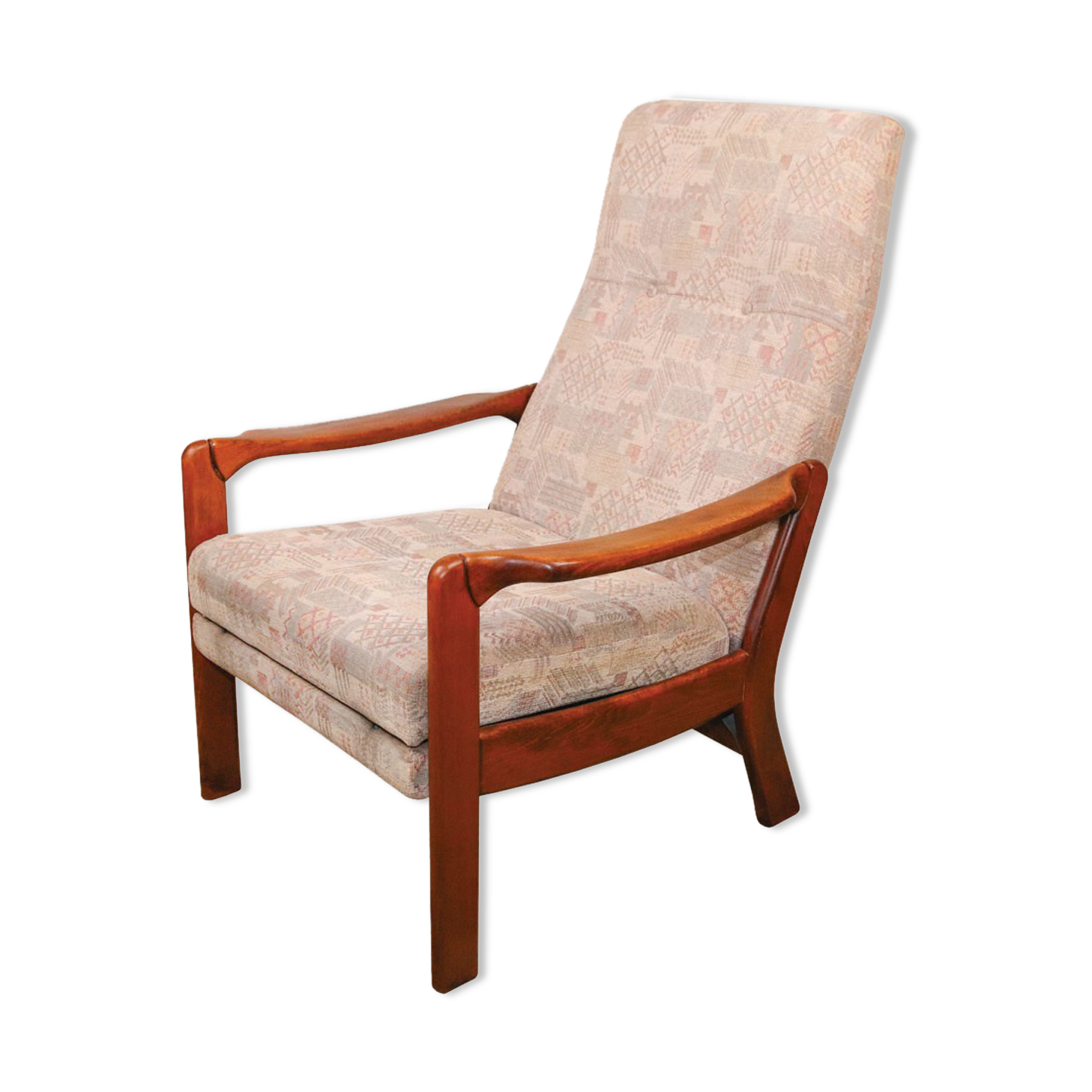 Danish Modern recliner armchair with folding footrest, 1960s