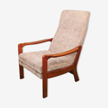 Fauteuil inclinable moderne danois avec repose-pieds pliant, années 1960