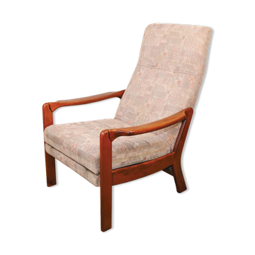 Danish Modern recliner armchair with folding footrest, 1960s