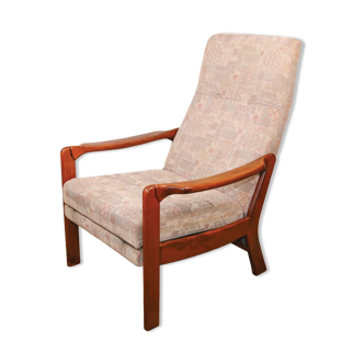 Danish Modern recliner armchair with folding footrest, 1960s