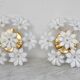 Set of 2 Charming Murano Vintage Ceiling Light White Flowers, 1970s
