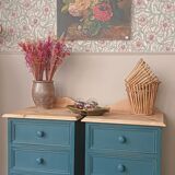 Pair of bedside tables revisited in blue