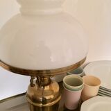 Brass gold and opaline table lamp