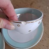 Vintage white and aqua tea service - gold trim - Luneville