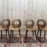 Set of 4 Baumann chairs model Eye in wood, 1950s design.