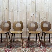Set of 4 Baumann chairs model Eye in wood, 1950s design.