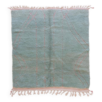Tapis Marocain vert menthe - 242 x 210 cm