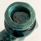 Duo of double green ceramic candle holders