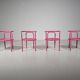 Set of 4 pink Locus Solus chairs by Gae Aulenti for Poltronova, 1960s.