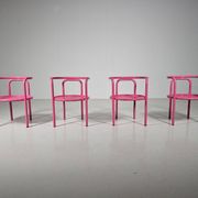 Set of 4 pink Locus Solus chairs by Gae Aulenti for Poltronova, 1960s.
