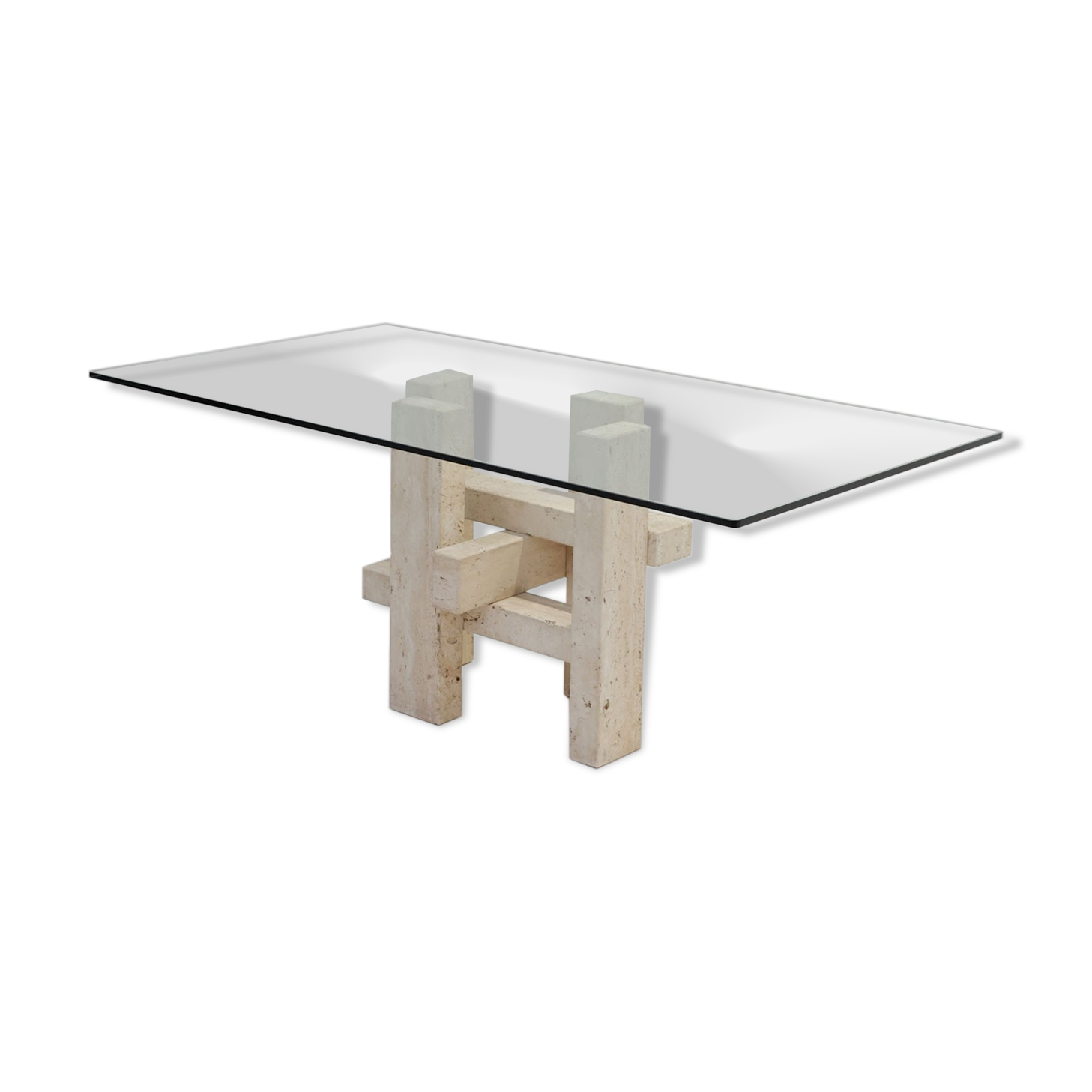 Travertine dining table by Willy Ballez