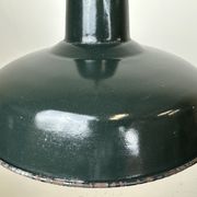 Industrial French Dark Green Enamel Factory Lamp, 1960s