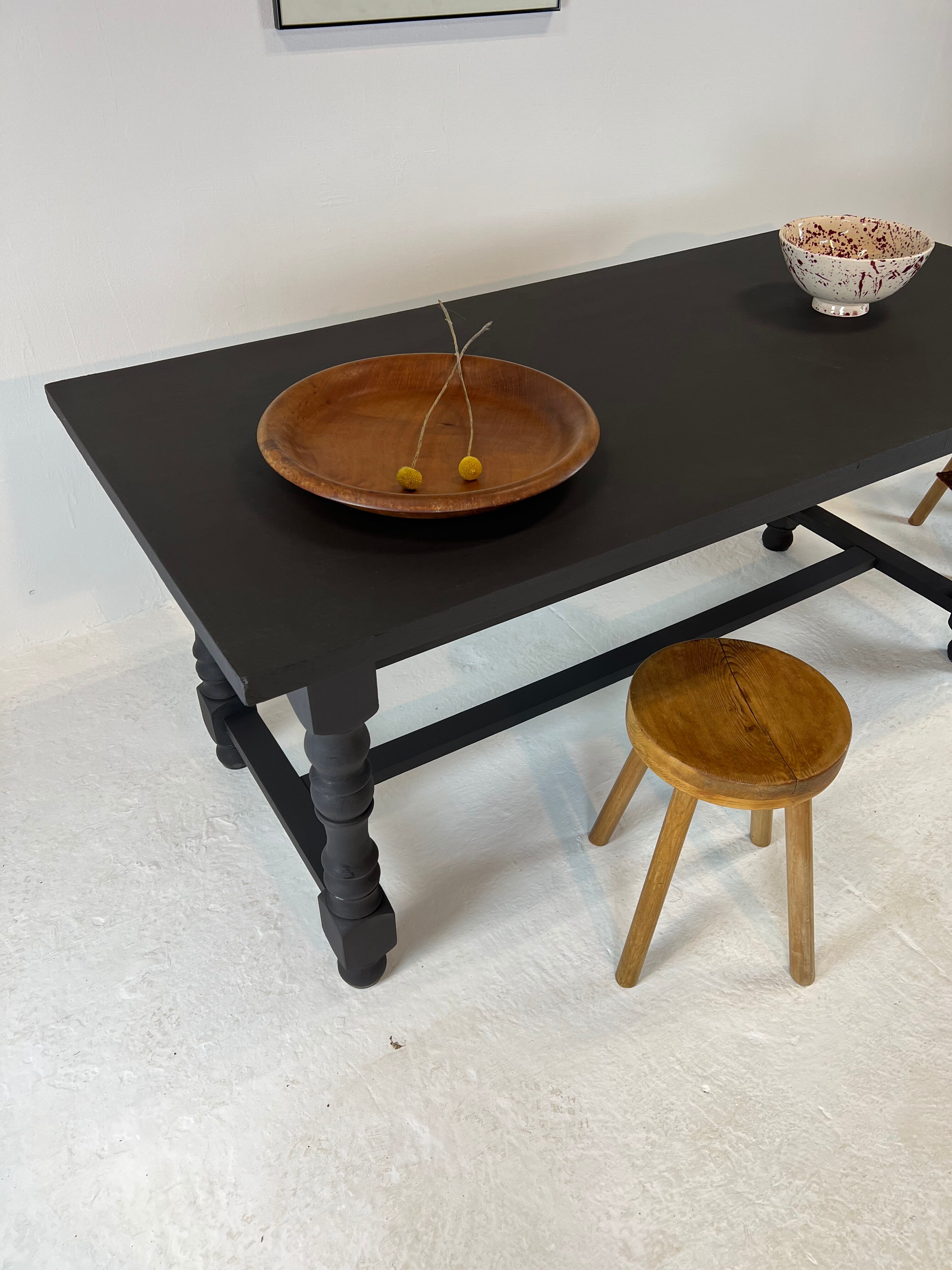 Matte black farmhouse table