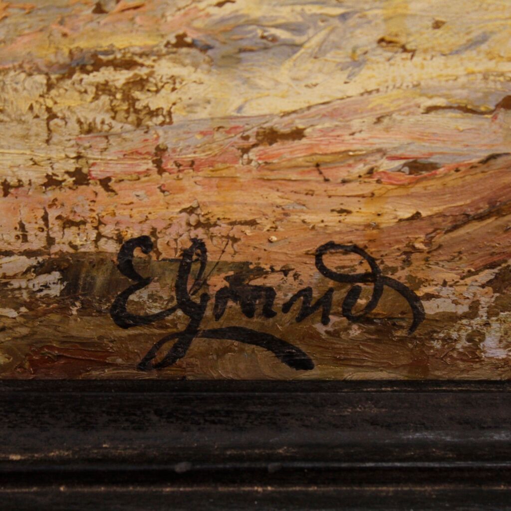 French mountain landscape signed painting