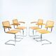4 chaises en osier Bauhaus, dans le style de Marcel Breuer, empilables