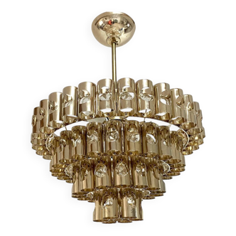 Brass tube chandelier from the 1960s, attributed to Sciolari.
