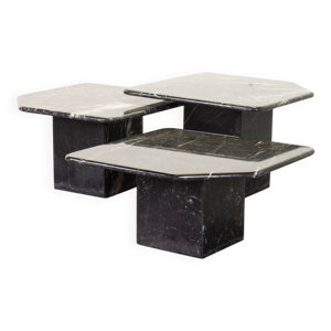 Trio italien de tables - marbre carrare