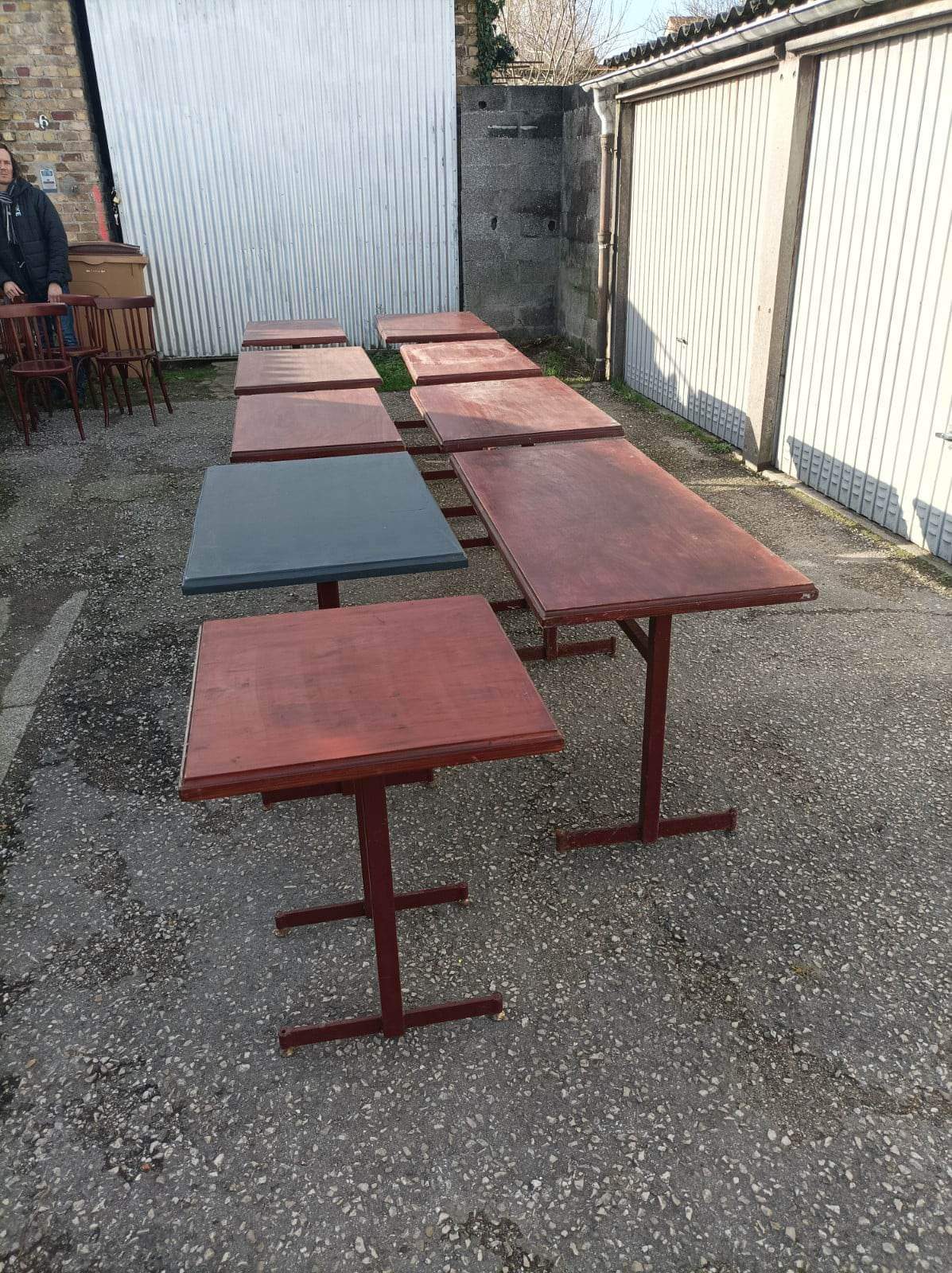 Bistro lot 9 tables and 16 chairs mahieu Jule bry