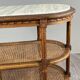 Table desserte de style Louis XVI en bois sculpté, marbre et cannage, XIXe Siècle
