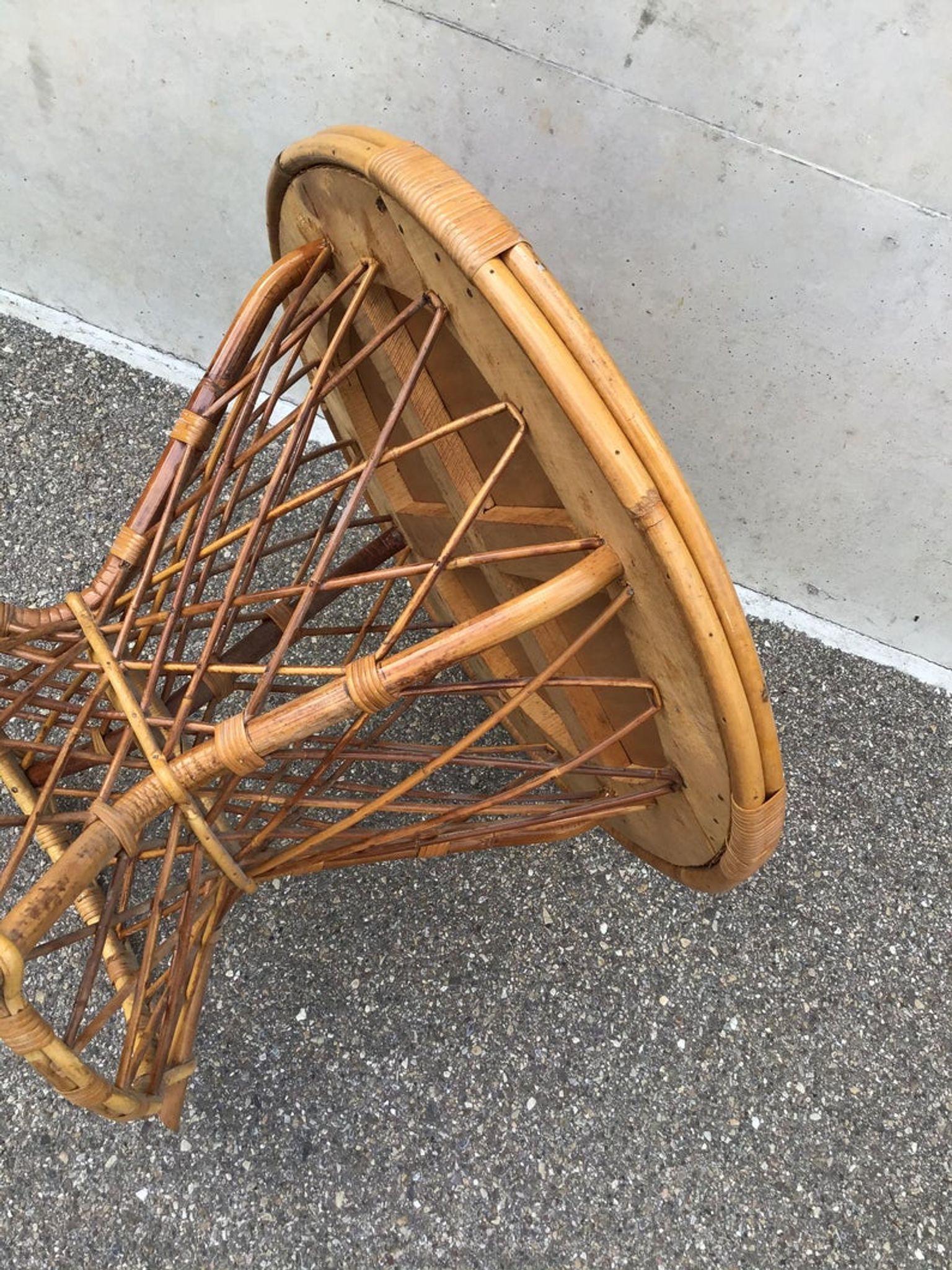 Mid-century vintage coffee table in rattan and bamboo 50/60s