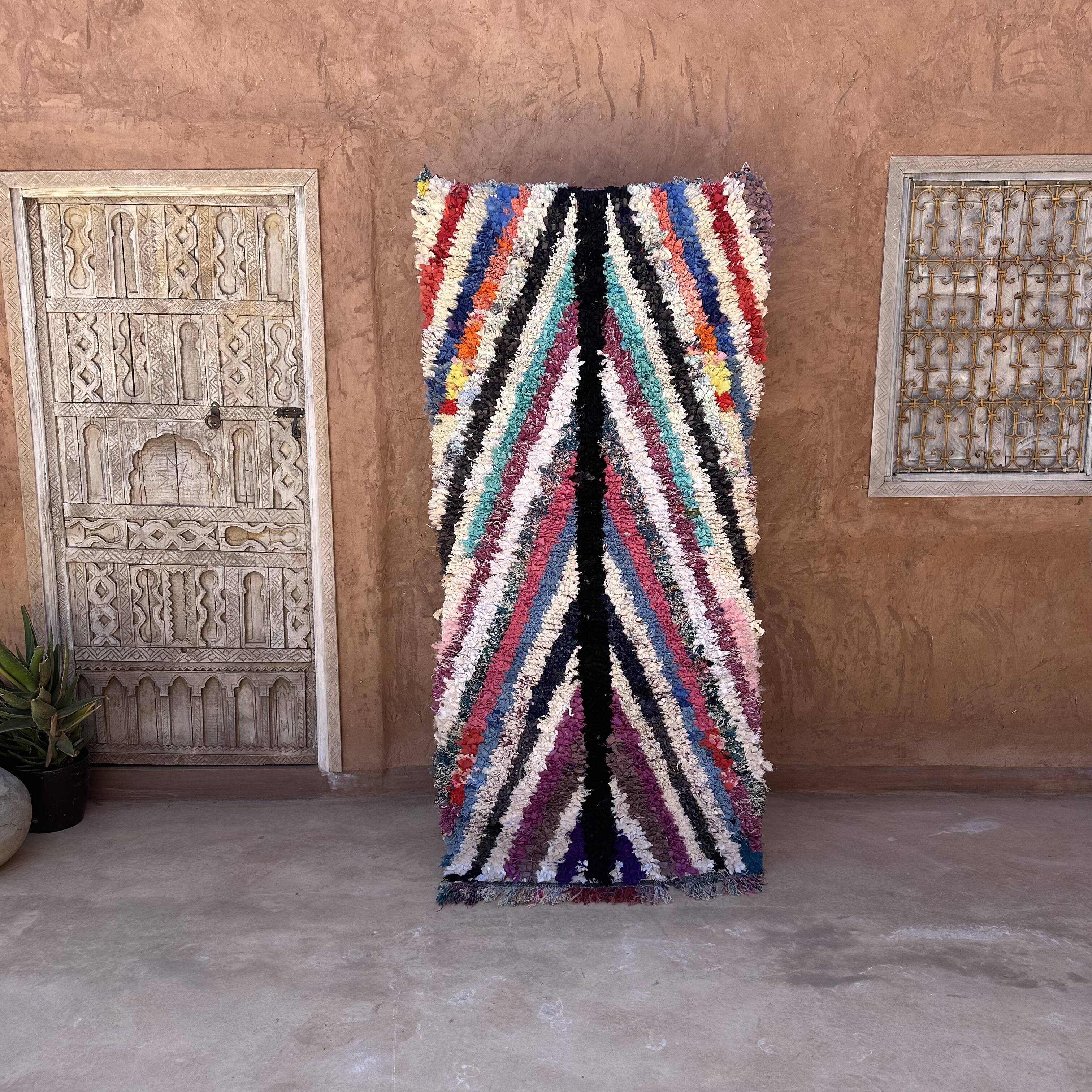 Moroccan carpet boucherouite colored - 94 x 202 cm