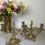 Pair of bronze rocaille candlesticks