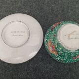 Antique tea service, Persian work, Baccarat crystal, enamels on copper