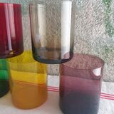 Ensemble de 5 verres colorés soufflés bouche 70