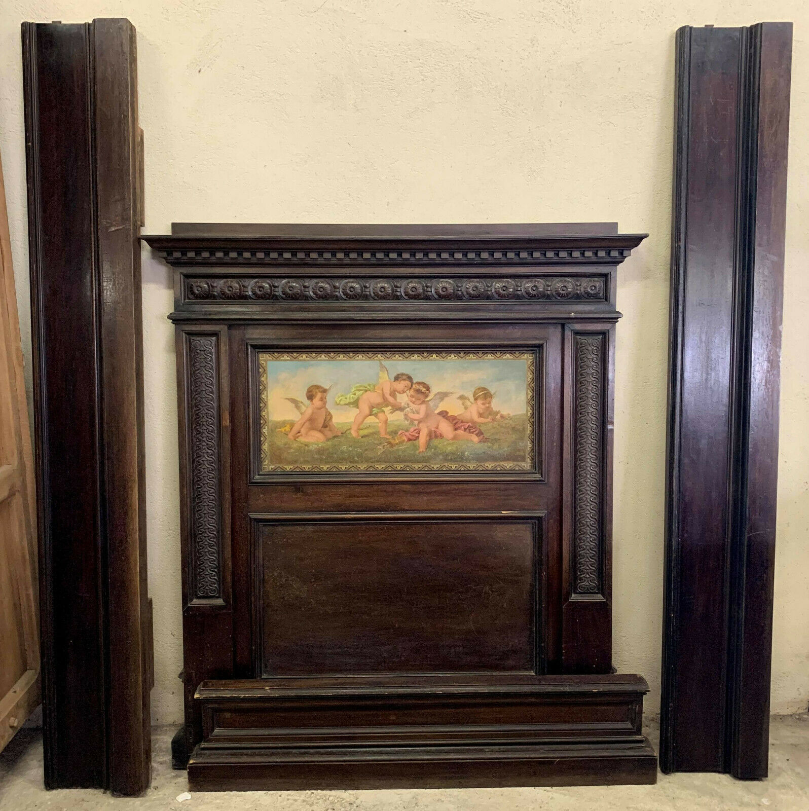 Romantic period center bed stamped walnut with brown patina circa 1860