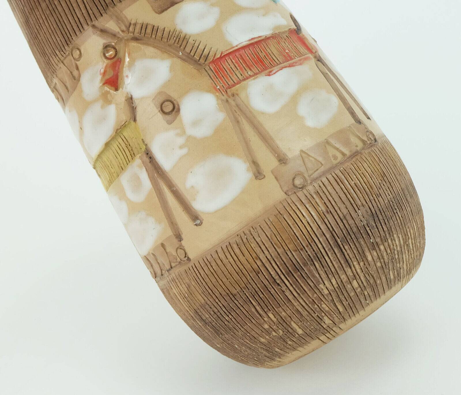 Italian mid century vase fratelli fanciullacci horse sgraffito decor rare glaze variation