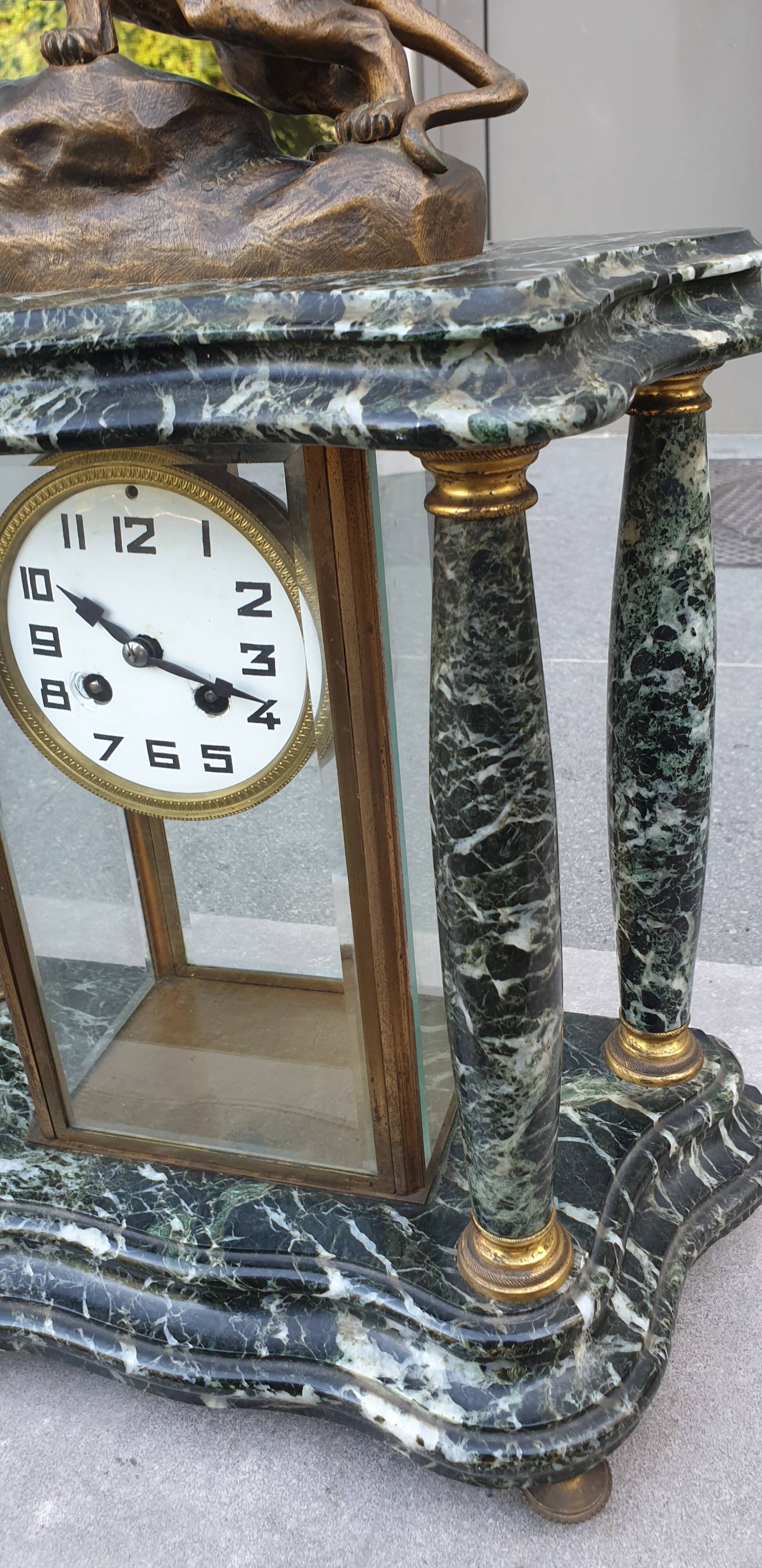 20th century bronze portico and cage clock signed cartier