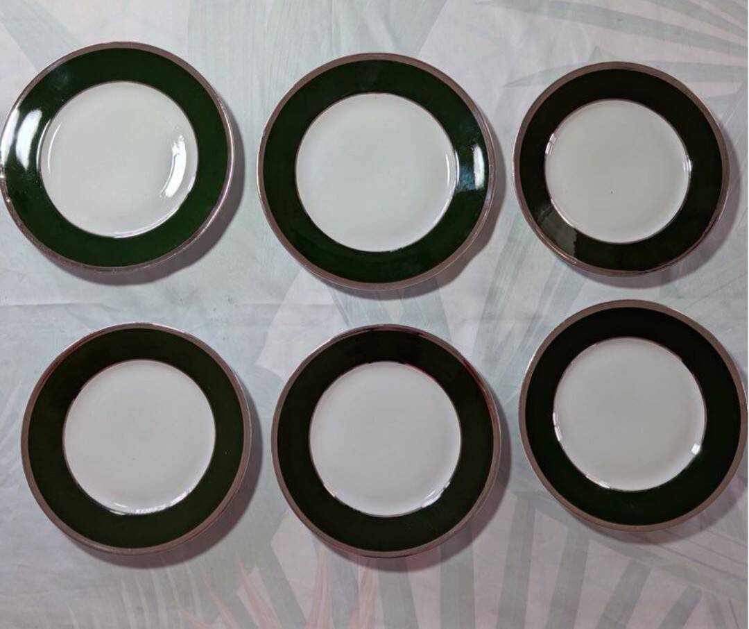 Antique service 31 pieces – S.P.M. Walküre Bavaria – Empire Green & lace