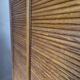 Antique 1950s double sliding door filing cabinet with curtains