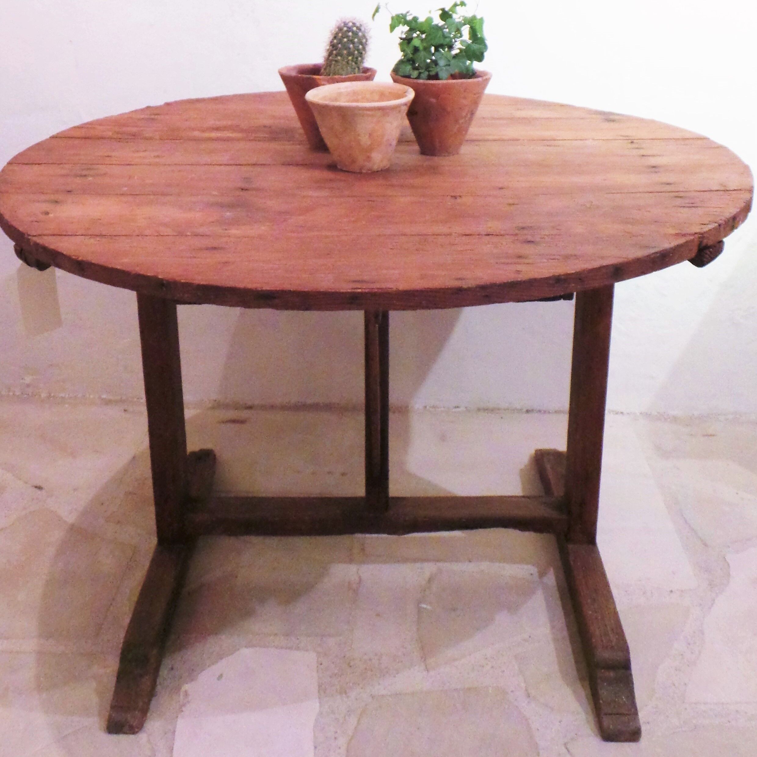 Table Vigneronne Pliante En Bois - Rabattable - 80x80 Cm, Hauteur 105 Cm
