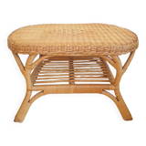 Table basse en rotin vintage