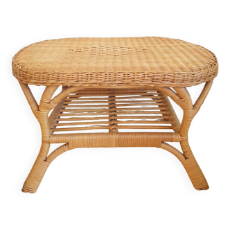 Table basse en rotin vintage