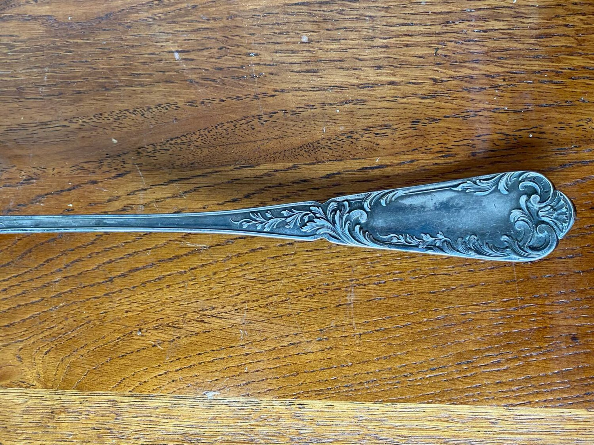 Old SFAM Goldsmith's Ladle Silver Plated Metal 12G Leaf Decor #B342