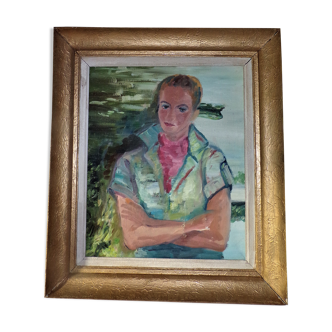 Oil on canvas, carried woman