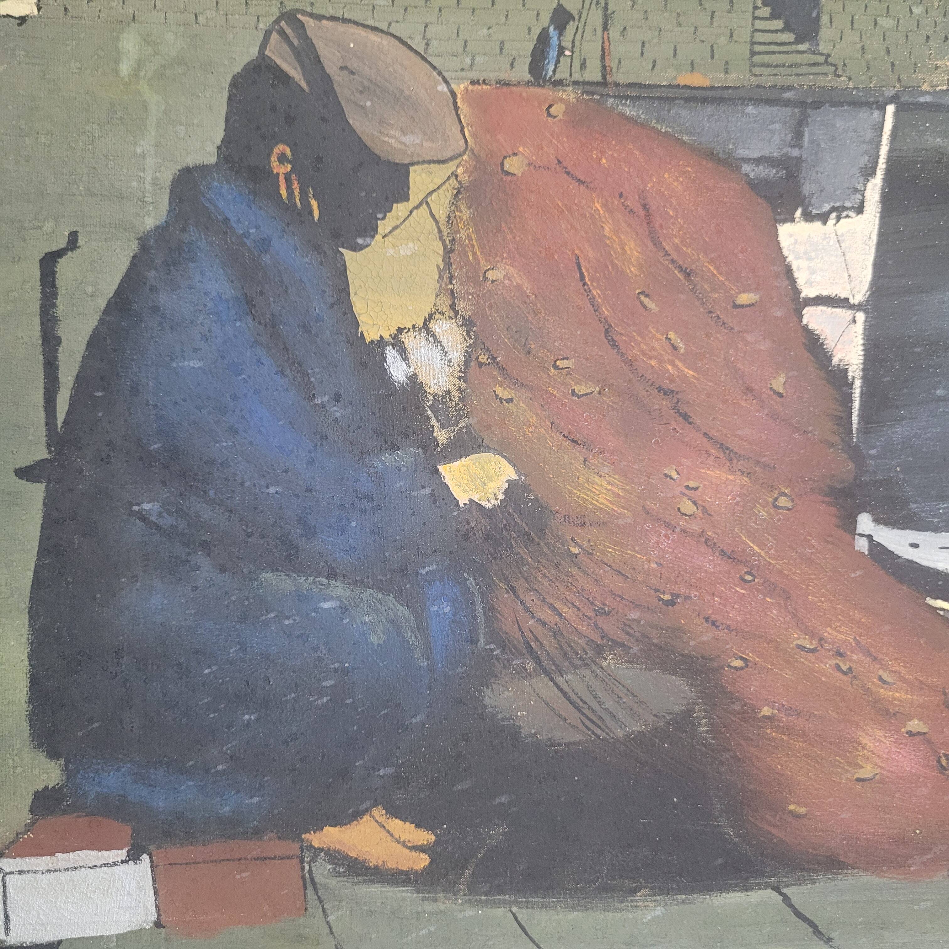 Oil painting on canvas in the style of Corto Maltes 20th century