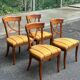 4 Matignon chairs by René Trotel in solid cherry wood and yellow fabric from the 1960s.