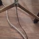 Vintage tripod floor lamp in golden brass twisted barrel