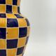 Vintage ceramic vase, blue and yellow checkerboards - 1950s-1960s