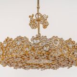 Gilt Brass and Crystal Glass Encrusted Chandeliers by Palwa, Germany, 1970s